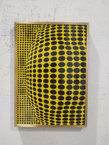 Black and Yellow Geometric Field by Zhang QiTian Crystal Glass Print