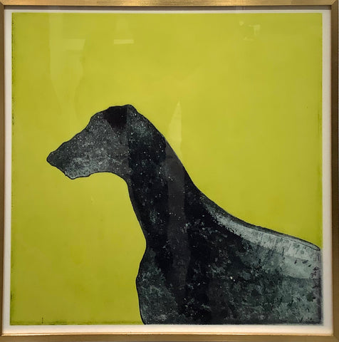 Dog on Green Painterly Crystal Porcelain Print