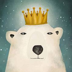 Polar Bear with Crown Crystal Ceramic Print