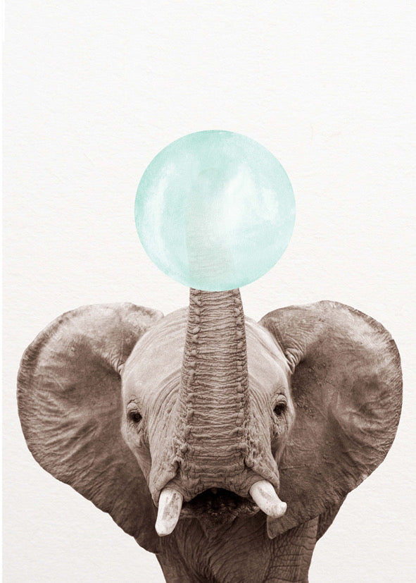Elephant Bubblegum Crystal Ceramic Print