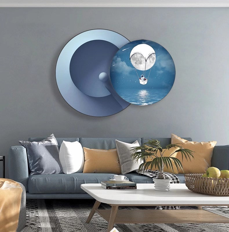 Blue Astronaut Overlapping Circles Crystal Porcelain Print