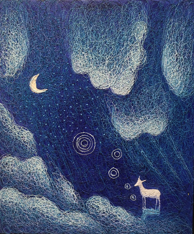 Blue Nighttime Textured Painting