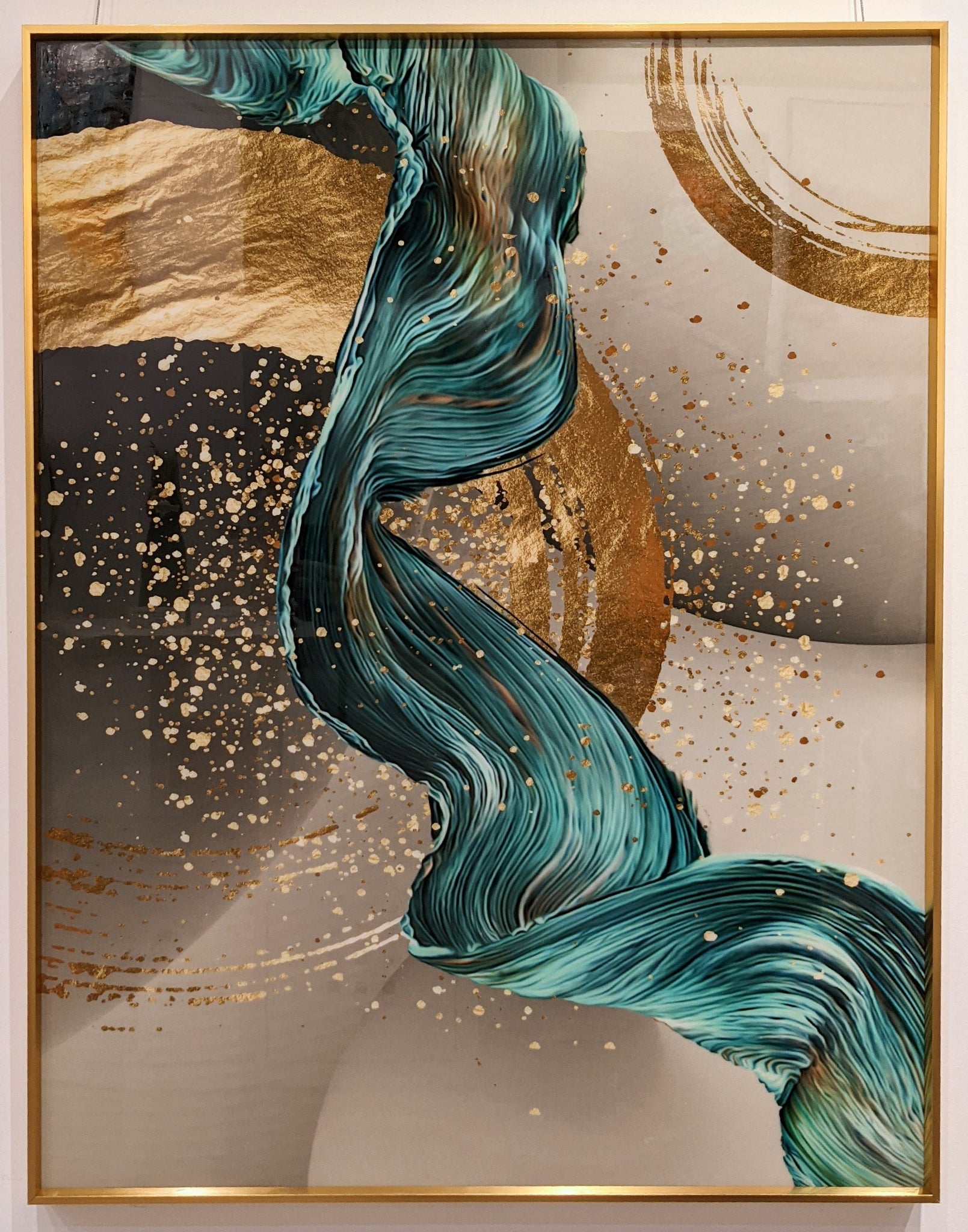 Blue and Gold Splash Crystal Porcelain Print