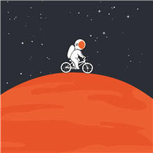 Astronaut on Bicycle Crystal Ceramic Print